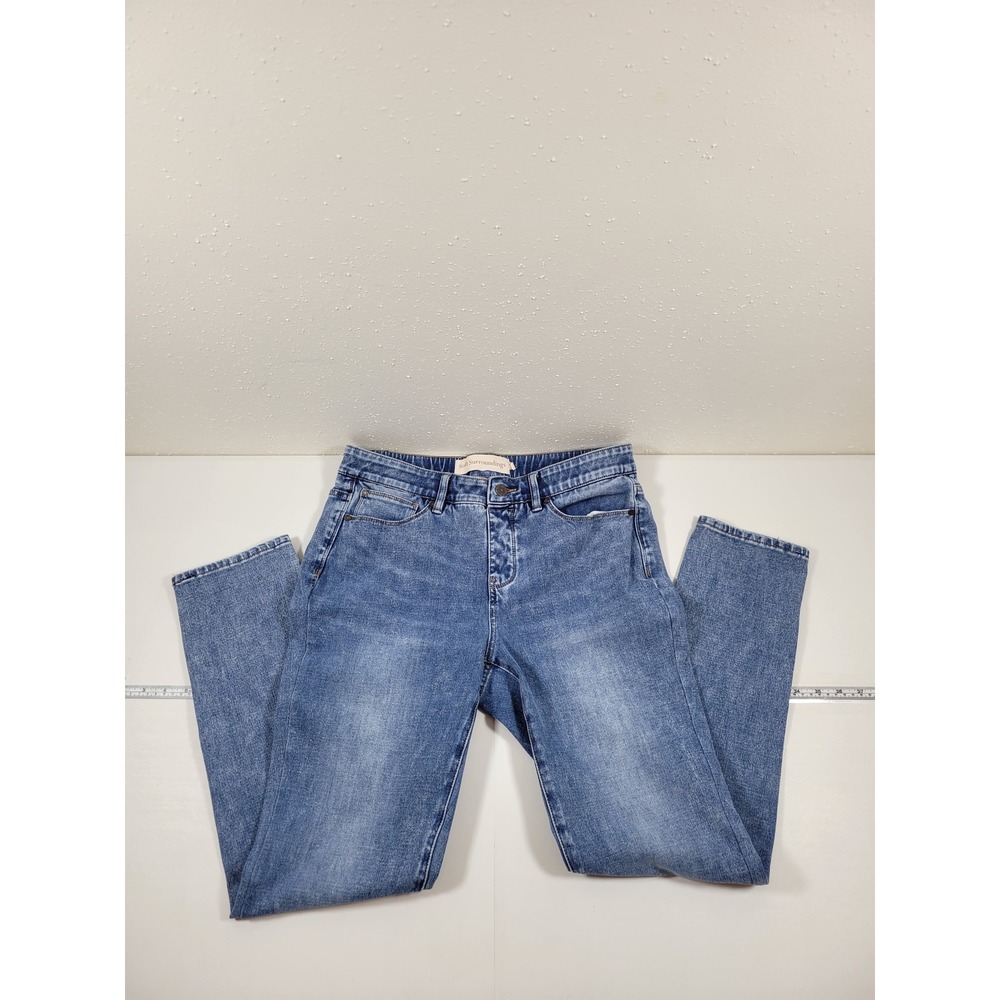 Soft Surroundings Straight Leg Jeans Women M Blue Excellent Elastic Waist Denim